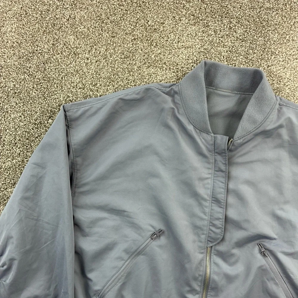 Gymshark Lo Bomber Jacket Women's Small Blue Gray Full Zip Cropped Activewear
